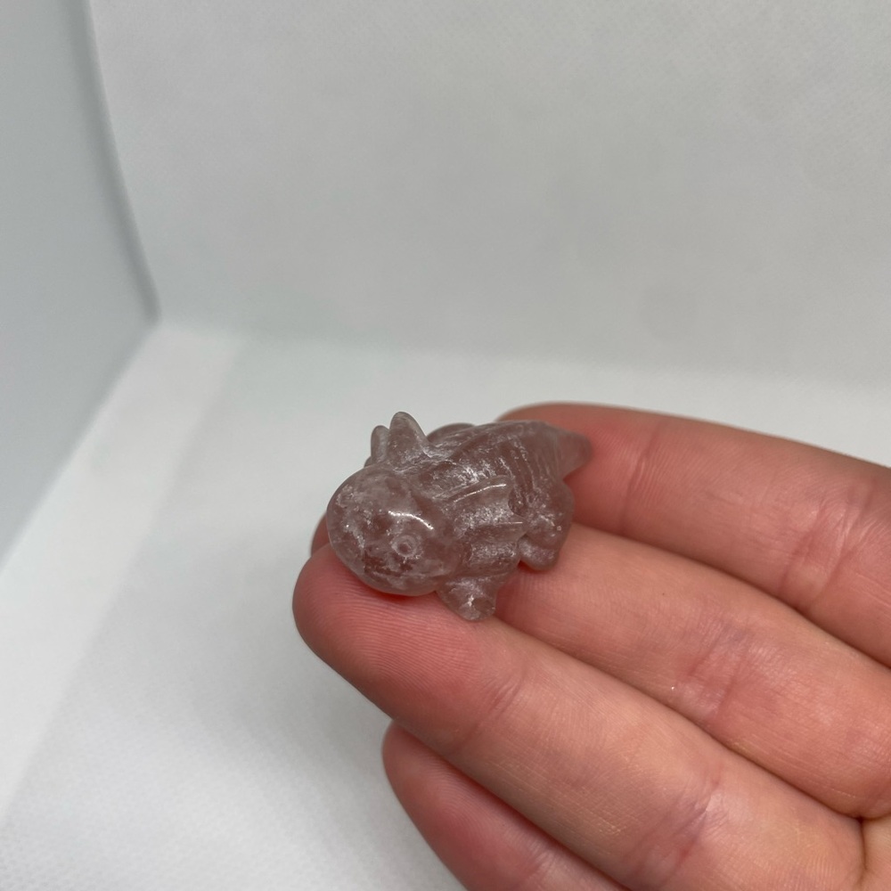 Strawberry Quartz Axolotl Crystal Carving